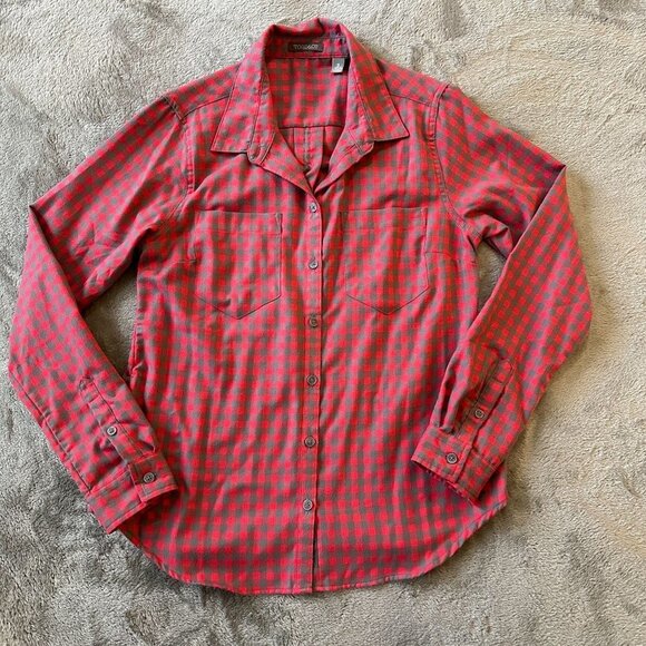 Toad & Co Dakotah Long Sleeve Travel Shirt Women's SMALL Red Gray - Picture 3 of 7
